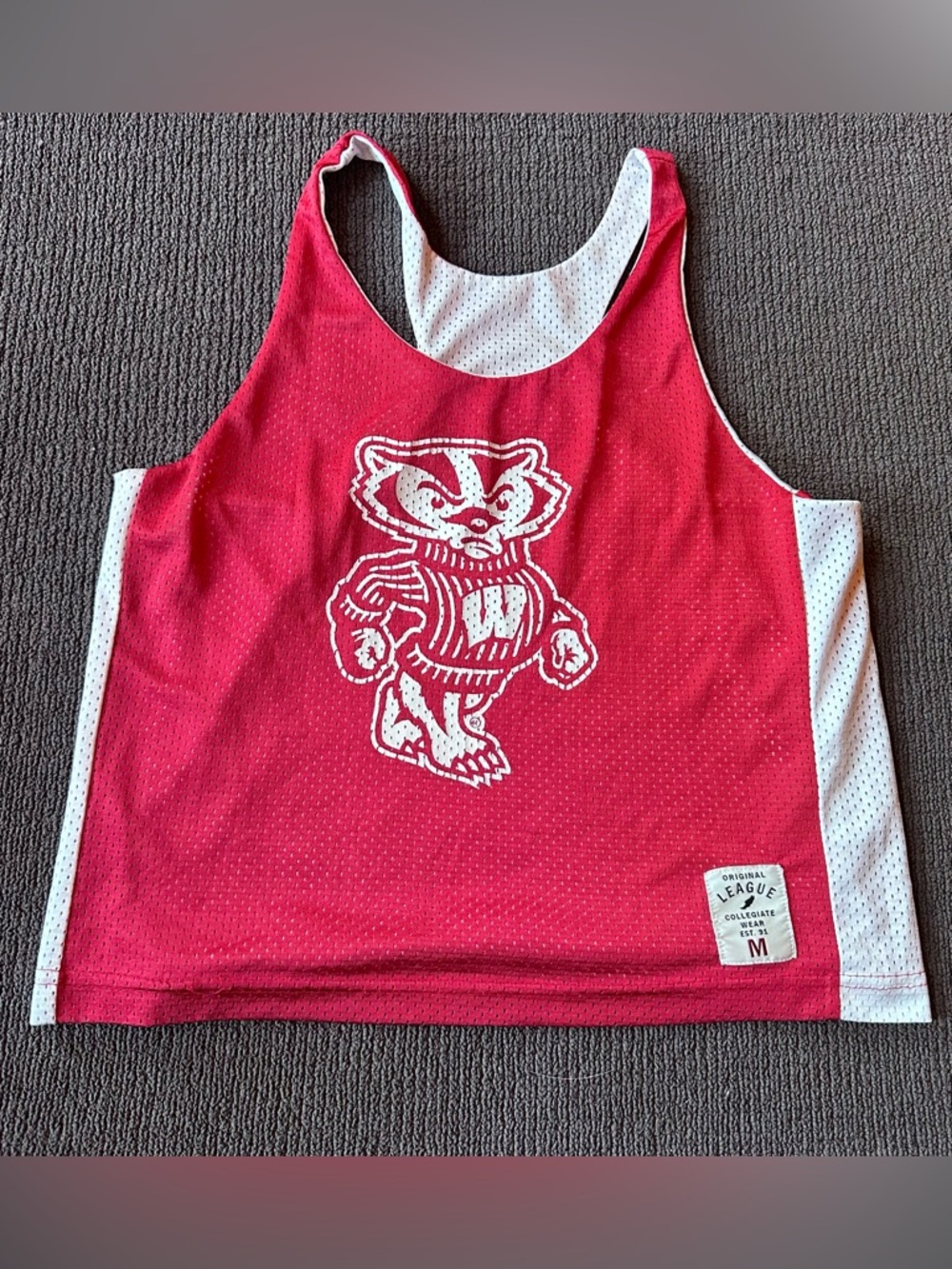 Vintage Wisconsin Badgers Red Mesh Reversible Tank Top 90s Era